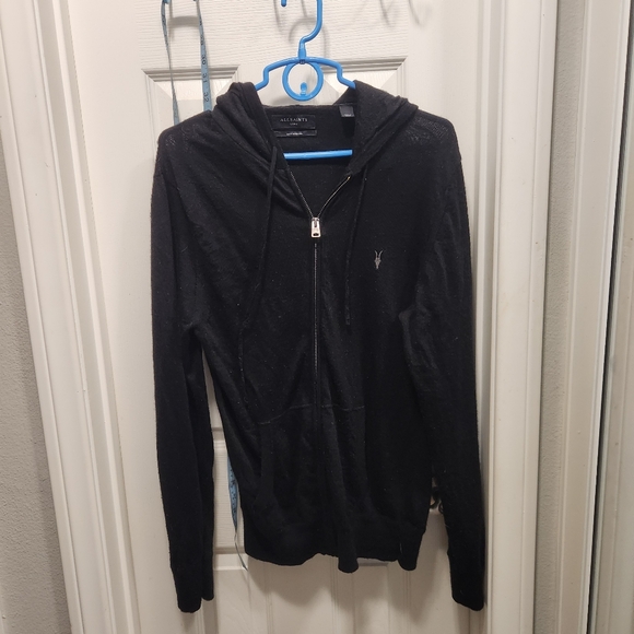 All Saints merino wool zip up hoodie size L